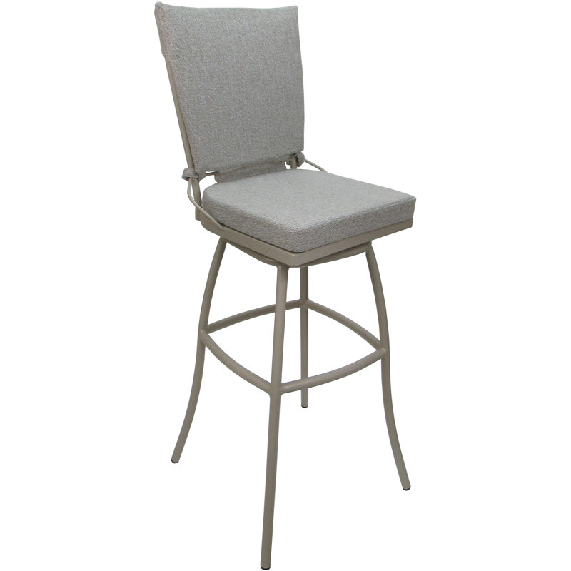 Tabouret de bar extérieur en aluminium avec coussin Kyeler, Gris, Beige, 26"
