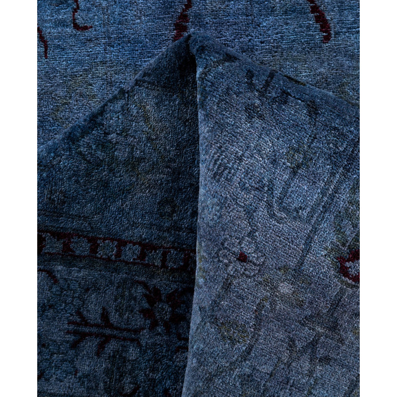 Overdyed One-of-a-Kind 4' 1" X 12' 7" Hand Knotted Area Rug