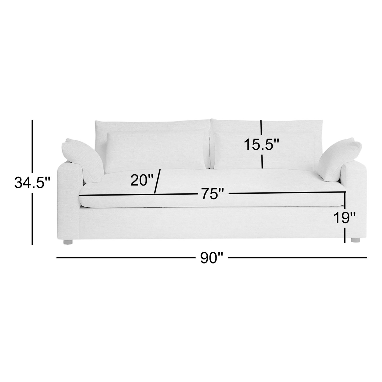 Remy 90'' Upholstered Sofa, Macarena Light Gray Canvas