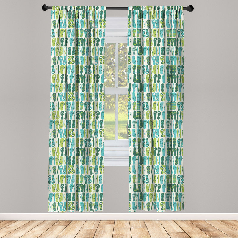 East Urban Home Flip Flop 4-Panel Curtains, Exotic Nature Colors, Pale Green Pale Blue, 56" W x 95" L