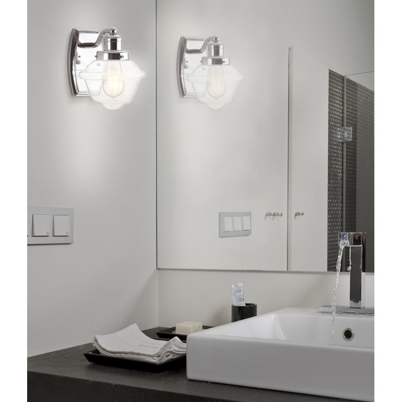  Tecumseh Iron/Glass schoolhouse LED Vanity Light, 1