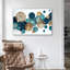 Art mural abstrait bleu sarcelle et doré, grande impression sur toile tendue pour salon, chambre à coucher-942787939