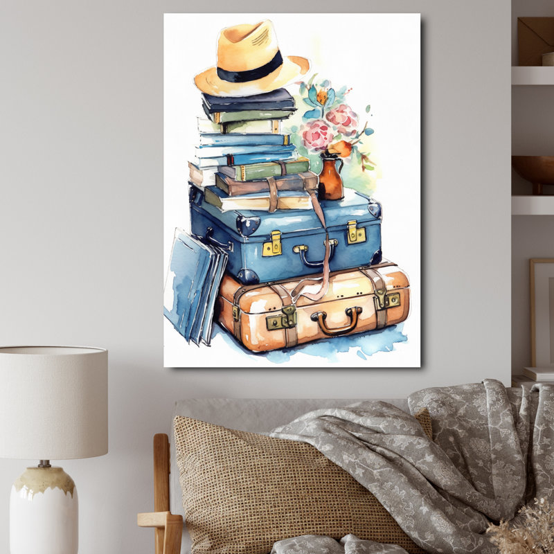 Voyage aventure I - Art mural campagne pour le salon, H 32 po x l 16 po x P 1 po, Toile tendue