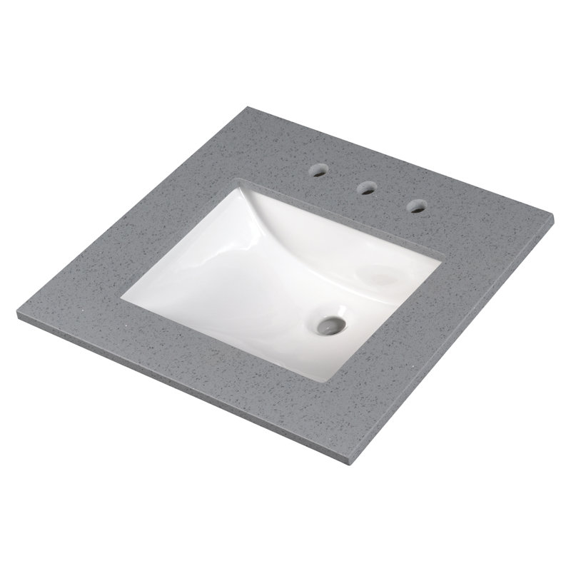 31 in. Sparkling Gray Marble Vanity Top with White Rectangular Sink