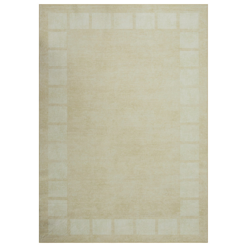 Modern Abstract Area Rug Machine Washable Rug for Living Room Non-Slip Non-Shedding Geometric Border Carpet Foldable Distressed Rug for Bedroom Playroom Dining Room