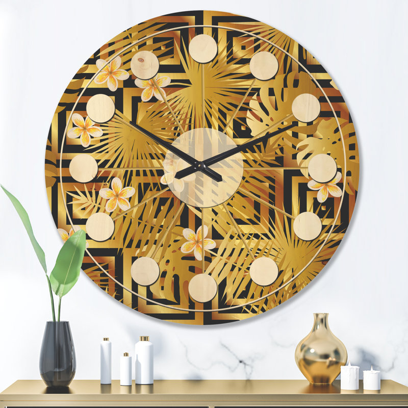 Horloge murale moderne moderne en bois doré, Grand