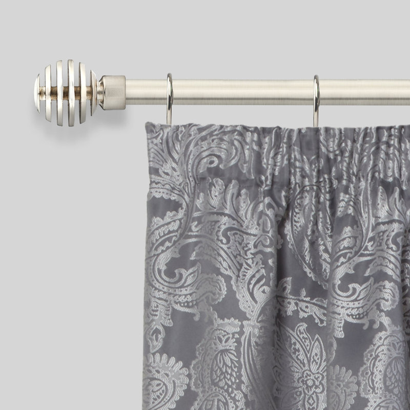 Metal Sliced Stainless Steel Adjustable 2cm Single Curtain Pole, Brushed Silver, 1.6 - 3m