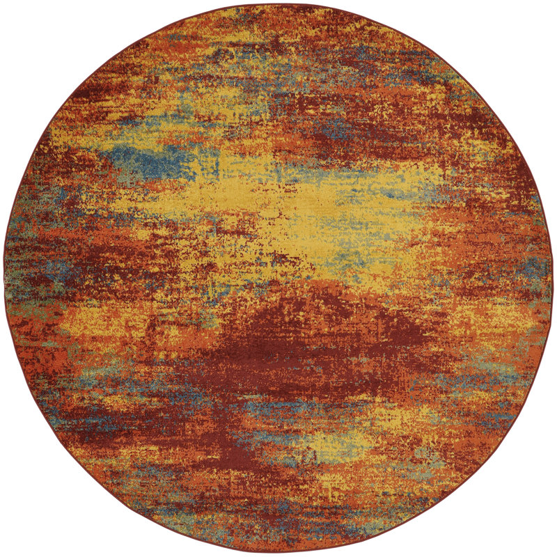 Nourison Essentials Flame Indoor/Outdoor Area Rug, Round 8
