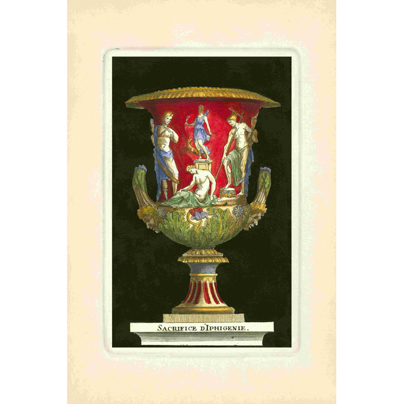 Vase avec cerf, H 36 po x l 24 po