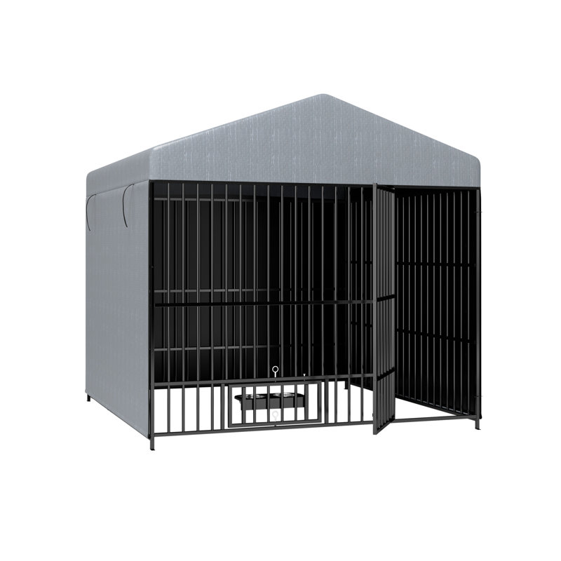 Grand chenil pour chien avec couvercle de toit et porte d'alimentation verrouillable Pawtect