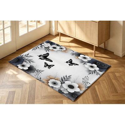 Tapis à motif floral rétro et esthétique, motif délicat et délicat, tapis doux antidérapant, lavable à la machine, décoration intérieure élégante pour salon, chambre à coucher, bureau, couloir, appartement