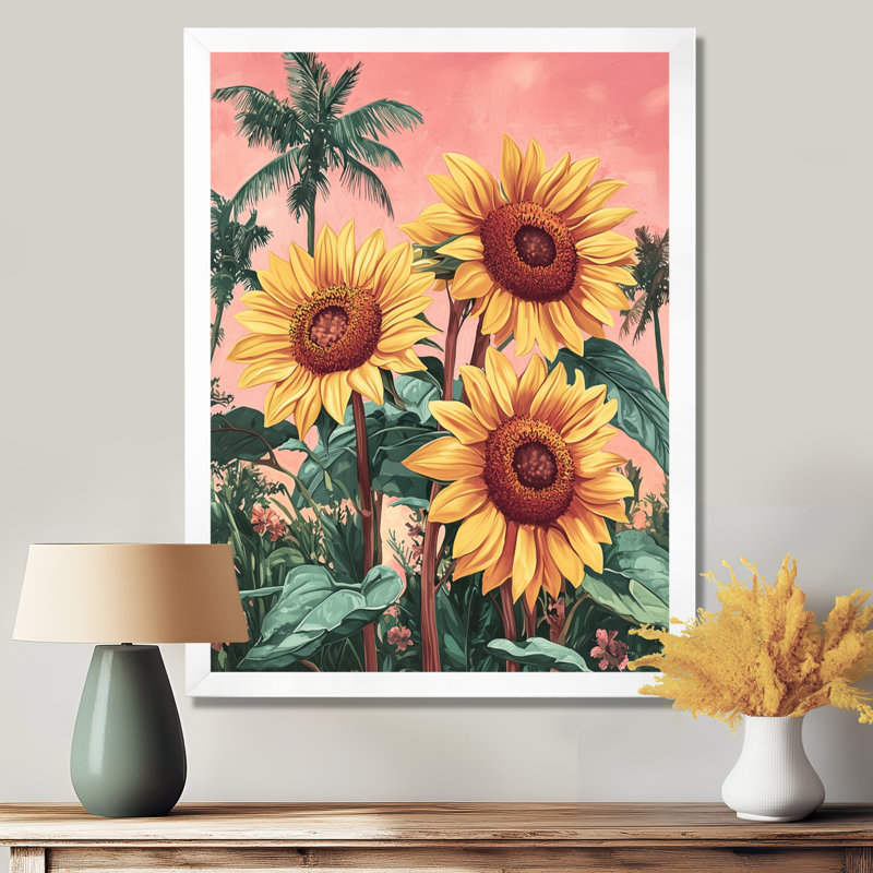 Diyon - Floral Wall Art, H 32 po x l 16 po, Reproduction encadrée d'une seule photo, Blanc