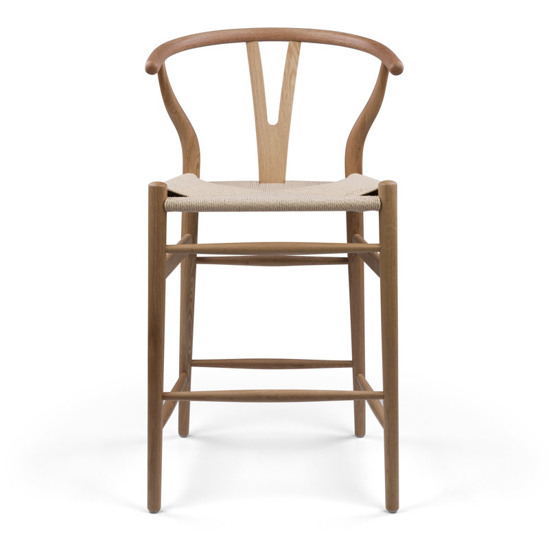 Leonidas Counter Stool with Solid Wood Frame, Oak