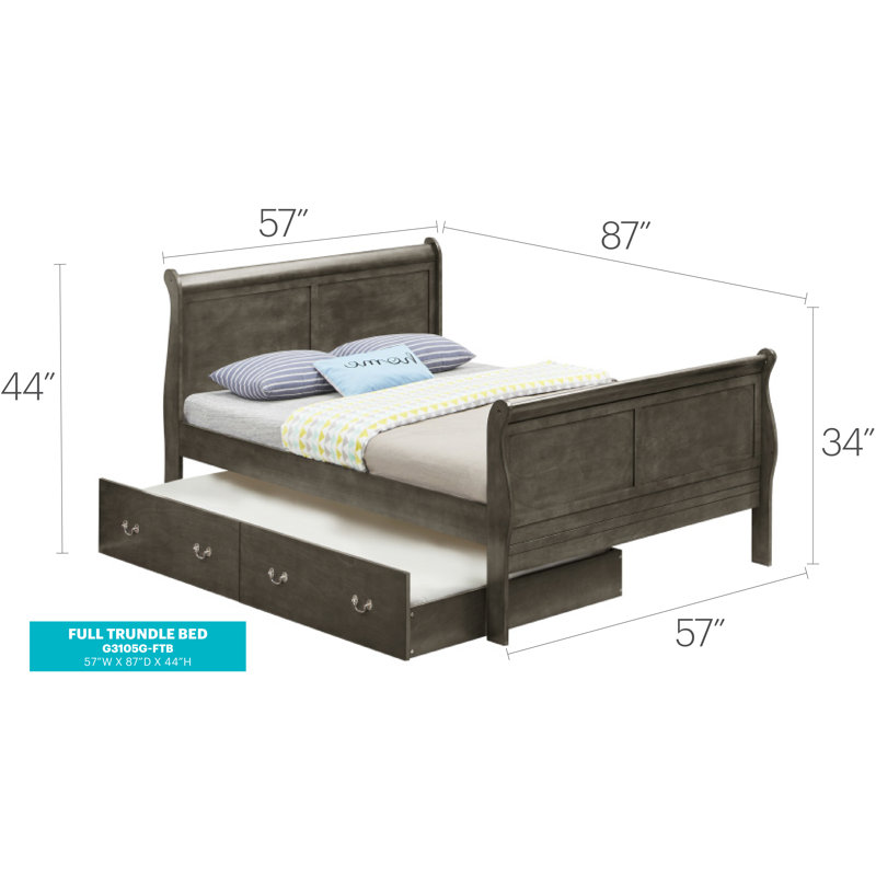Citronelle Kids with Trundle, Full, Gray