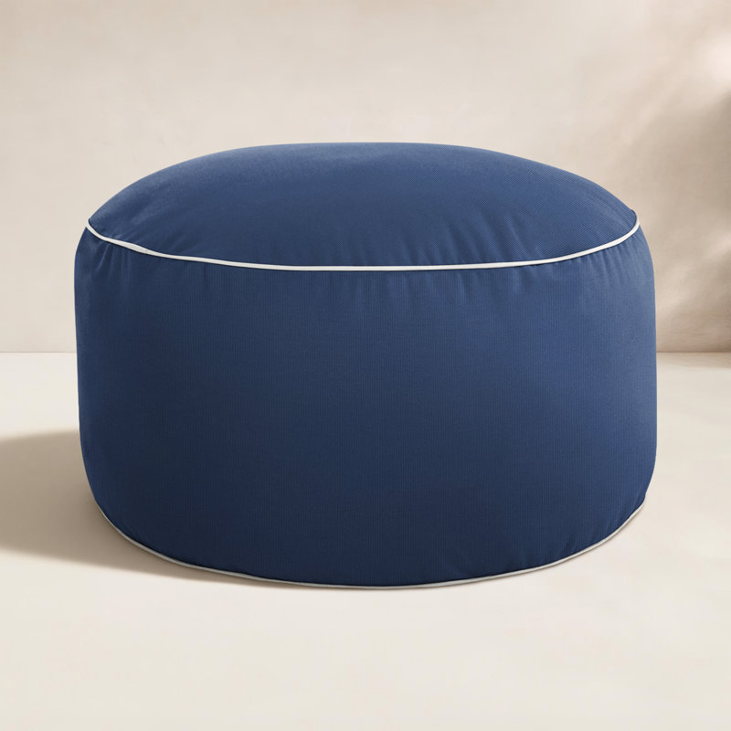 Repose-pieds extérieur rembourré Demi avec coussin Sunbrella®, Toile bleu marine Sunbrella®