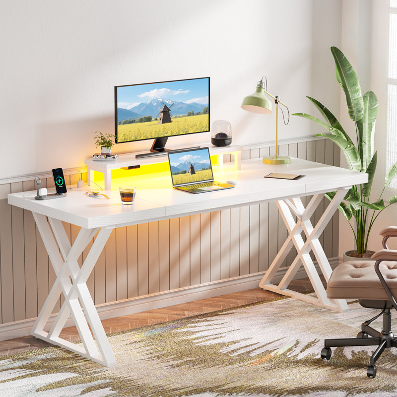 Thick Desktop Board Computer Desk -180 BLACK, Black