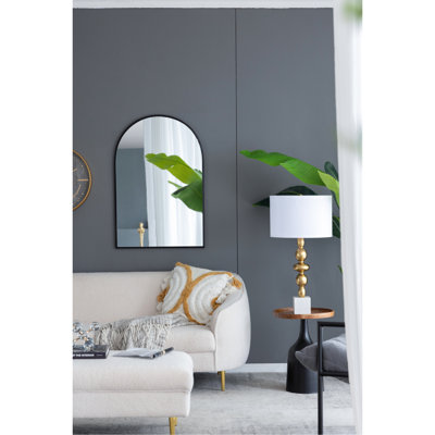 24 "x 36" miroir arqué noir avec cadre en métal pour la construction de vestibule de chambre à coucher de salon