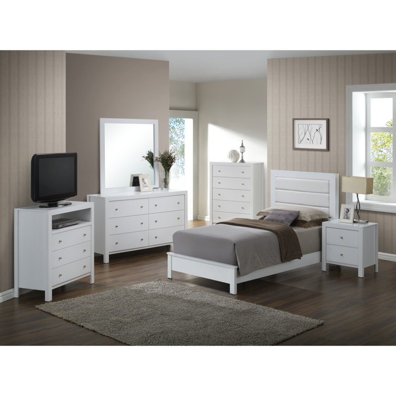 Lit simple contemporain en blanc élégant