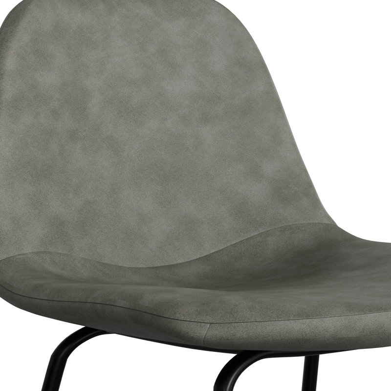 Tabouret de bar et de comptoir en cuir Kody, Tabouret de comptoir (siège d'une hauteur de 23,7, Cuir végétalien gris ardoise