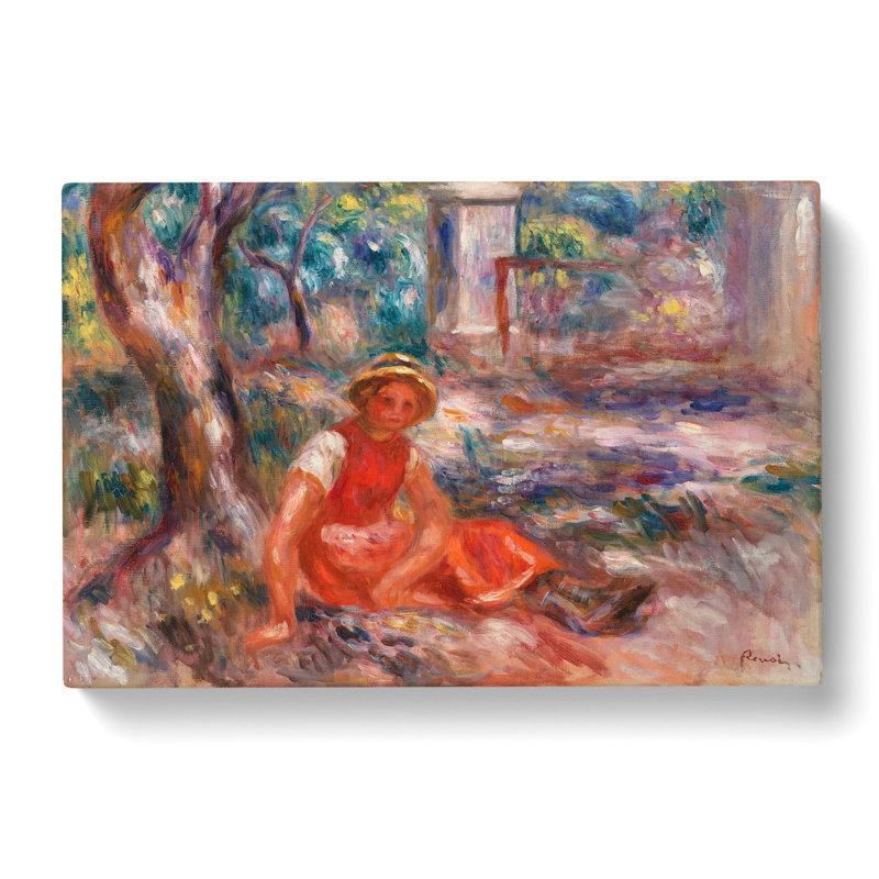 Girl At The Foot Of A Tree by Pierre-Auguste Renoir - Wrapped Canvas, 35cm H x 50cm W x 3cm D