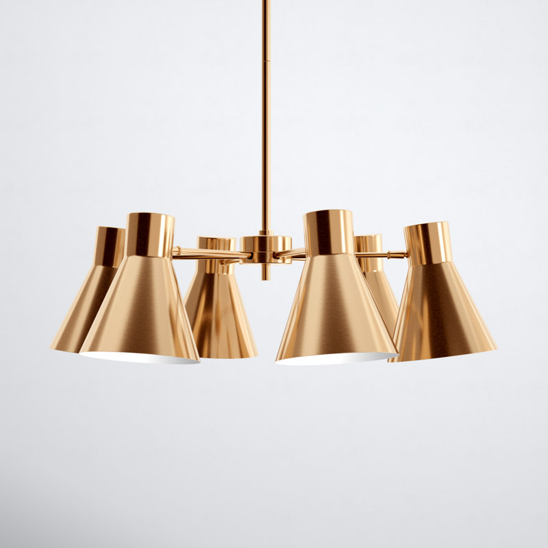 Anton 6 - Light Dimmable Cone Chandelier, Satin Brass
