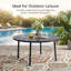 Table d'extérieur en métal, table ronde pour 6 personnes avec trou pour parasol, table de patio au design minimaliste moderne-32091682-32091680