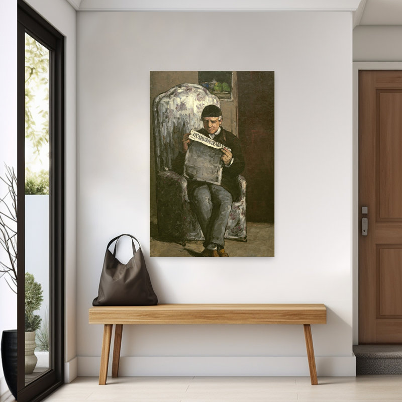 Le père de l'artiste, lisant Lévénement, 1866. Estampe d'art mural abstraite impressionniste contemporaine représentant un portrait.