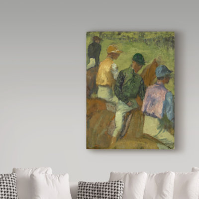 'Four Jockeys' by Edgar Degas Oil Painting Print on Wrapped Canvas