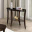 Table de canapé ovale de style traditionnel avec tablette de rangement inférieure ouverte et pieds courbés, finition noyer