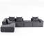 Fauteuil en velours côtelé gris à 5 places, éponge haute densité et conception modulaire, coussins compressés sous vide-750255805