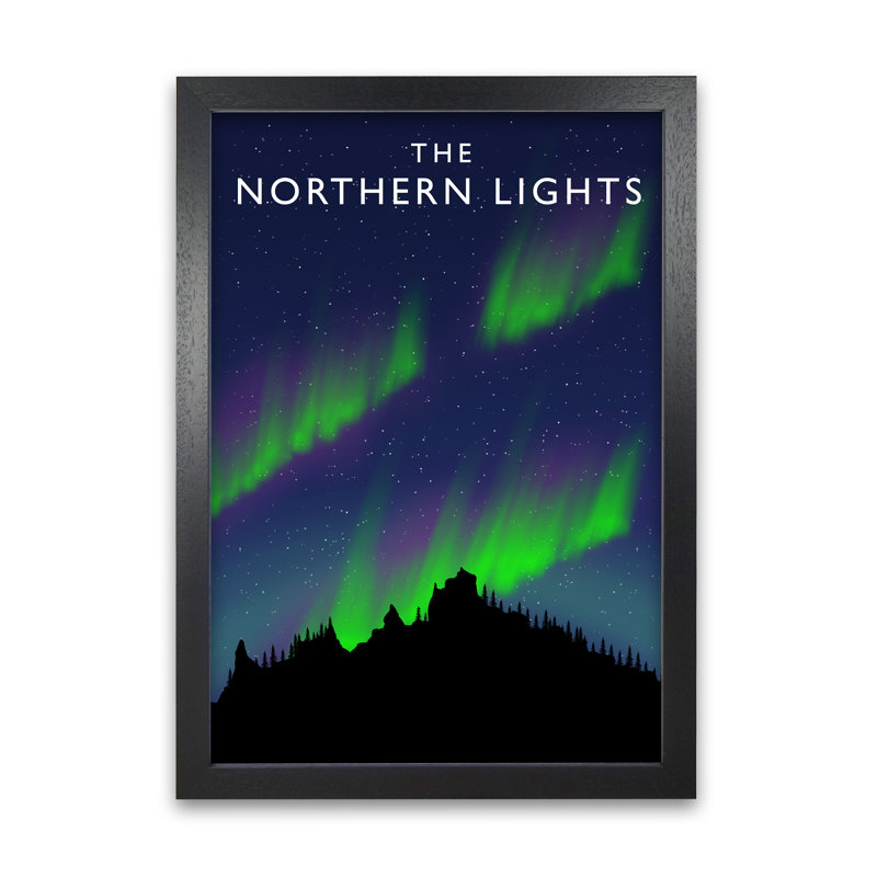 'The Northern Lights' Graphic Art Print, 42cm H x 29.7cm W x 3cm D, Black Framed