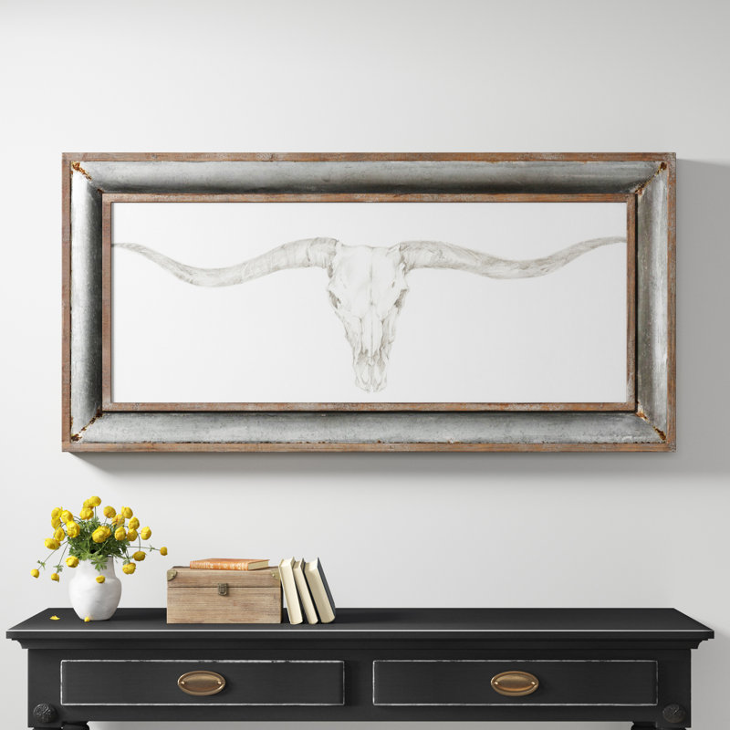 «Western Skull Mount», impression sur bois encadrée