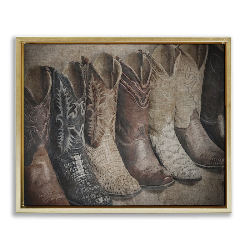 Art texturé sur toile flottante Texan, 25" H x 31" W, Cadre flottant métallique doré