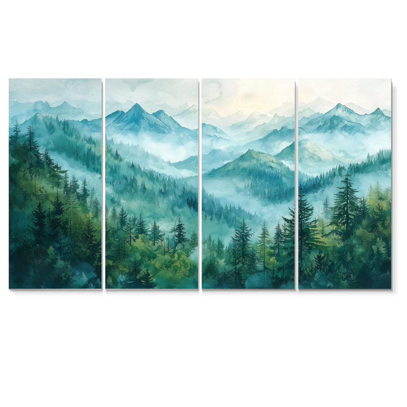 «Northlake», art mural «Peaks» - ensemble d'art mural traditionnel, H 32 po x l 64 po, 4