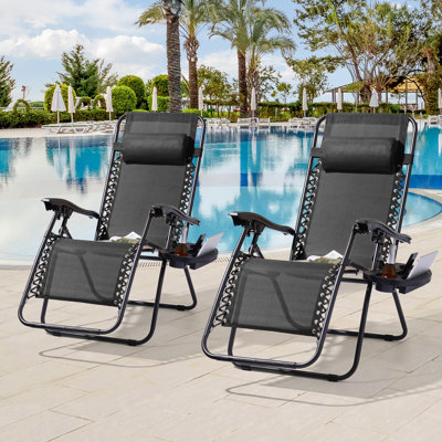 Zero Gravity Lounge Chair Recliners w/ Cup Holder Tray by Latitude Run