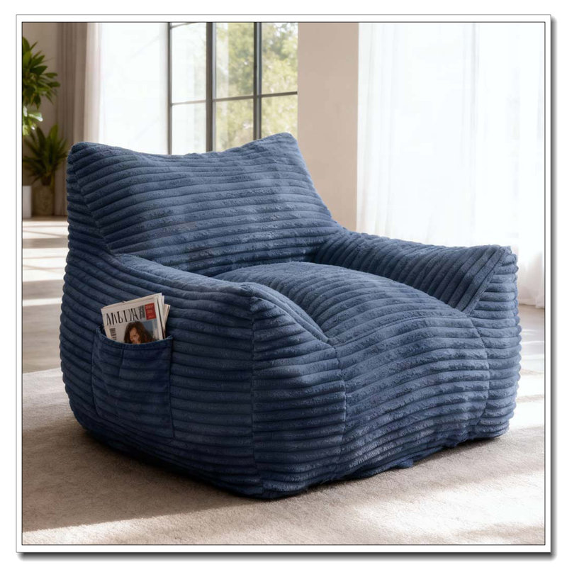 Bean Bag Chair, Oversized Comfy Beanbag, Blue