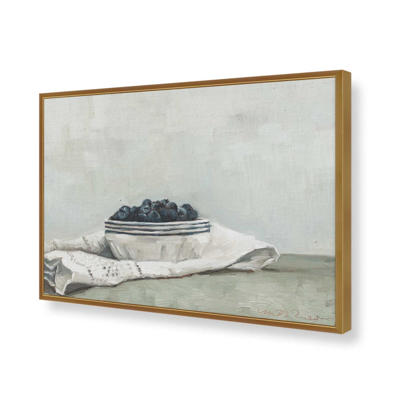 «Blueberries On A Tea Servel» par Miss Mustard Seed, reproduction d'art, H 12 po x l 16 po, Doré