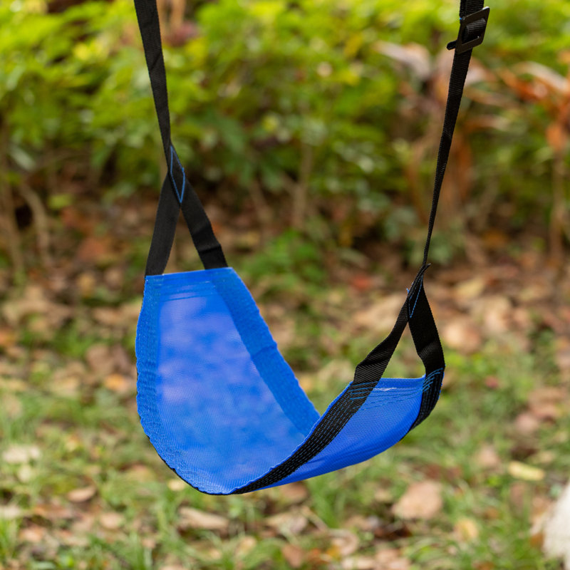 Balançoire suspendue pour enfant en maille avec courroie réglable, Bleu