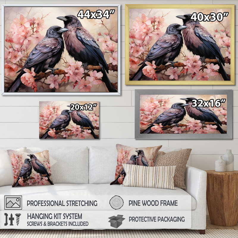 " Crow Graceful Monarchs I ", 16" H x 32" W x 1" D, Wrapped Canvas