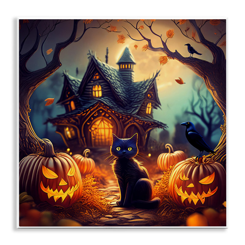  Art mural "Maison hantée et chat noir" par Alina Georgescu