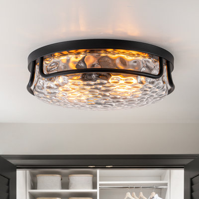Clear Hammered Glass Flush Mount