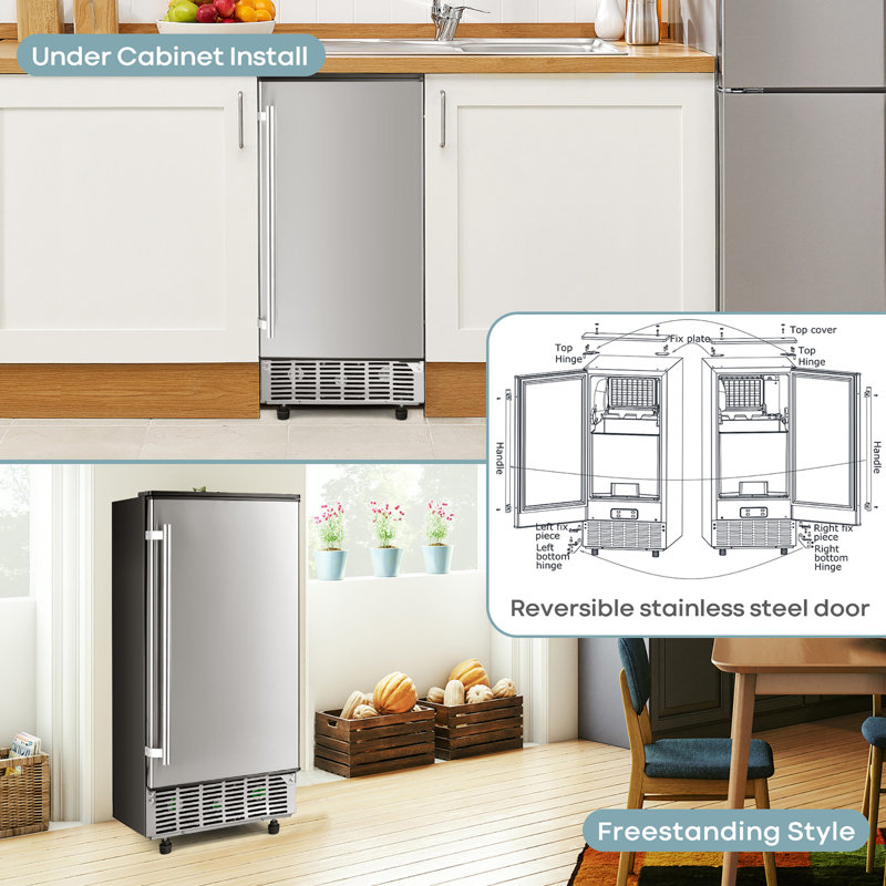 Costway 80 Lb. Daily Production Cube Clear Ice Built-In Ice Maker