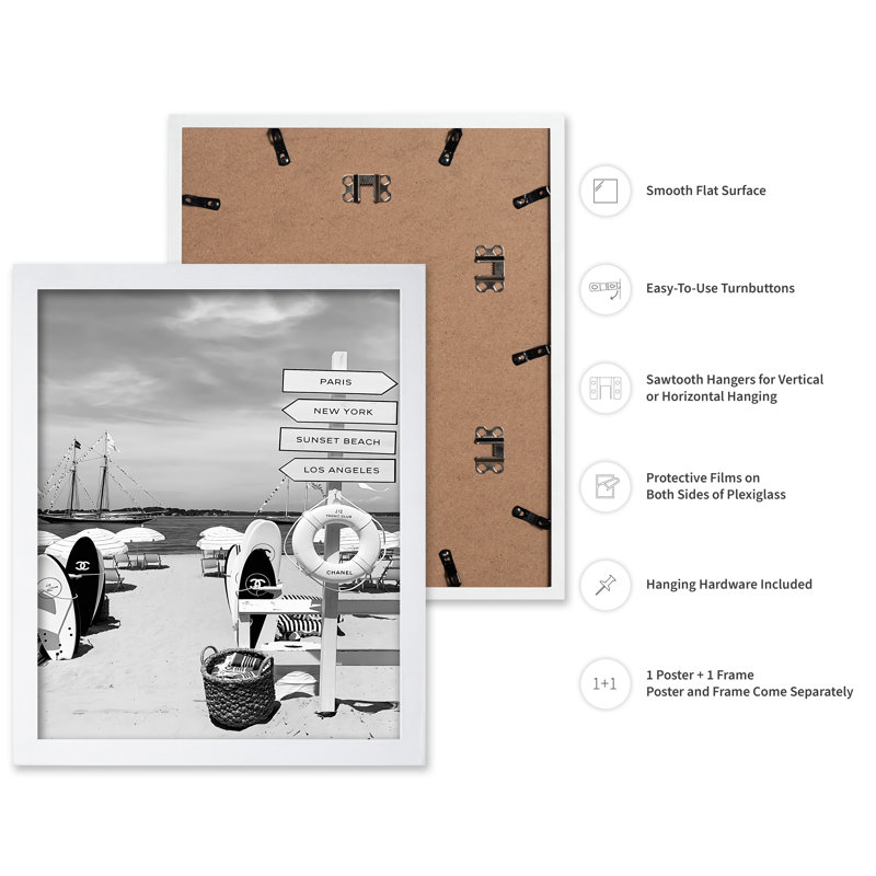 Plage tendance, Poster, White Framed, 16"H x 20"W