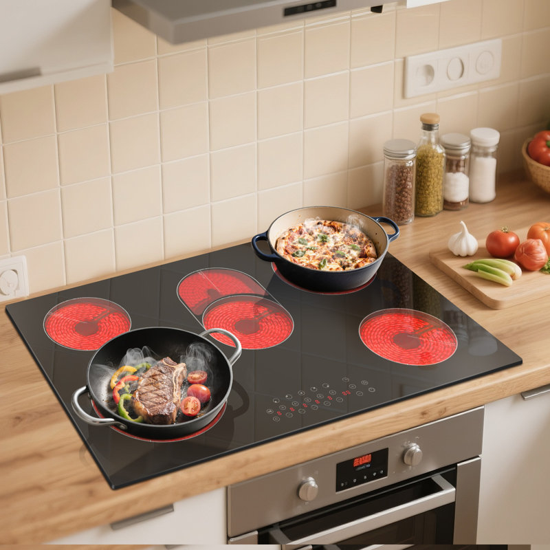 Karinear 30" Black Electric 5 Burner Cooktop