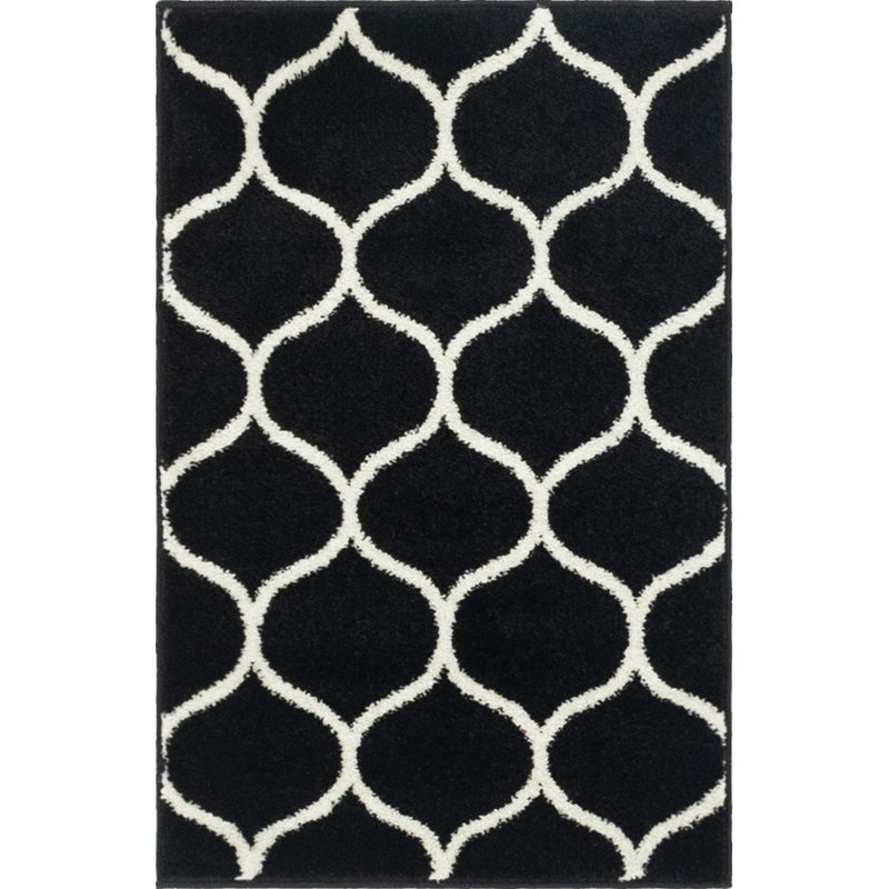 Tapis noir à motif géométrique Bruges, Rectangle 2 pi x 3 pi 1 po