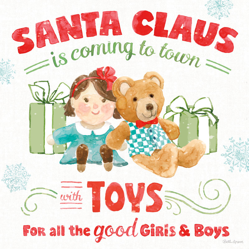 Santa Signs III by Beth Grove - Wrapped Canvas Print, 122cm H x 122cm W