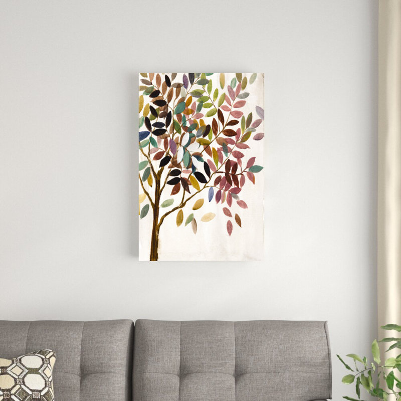Arbre feuillu coloré - peinture, H 30 po x l 20 po, Papier