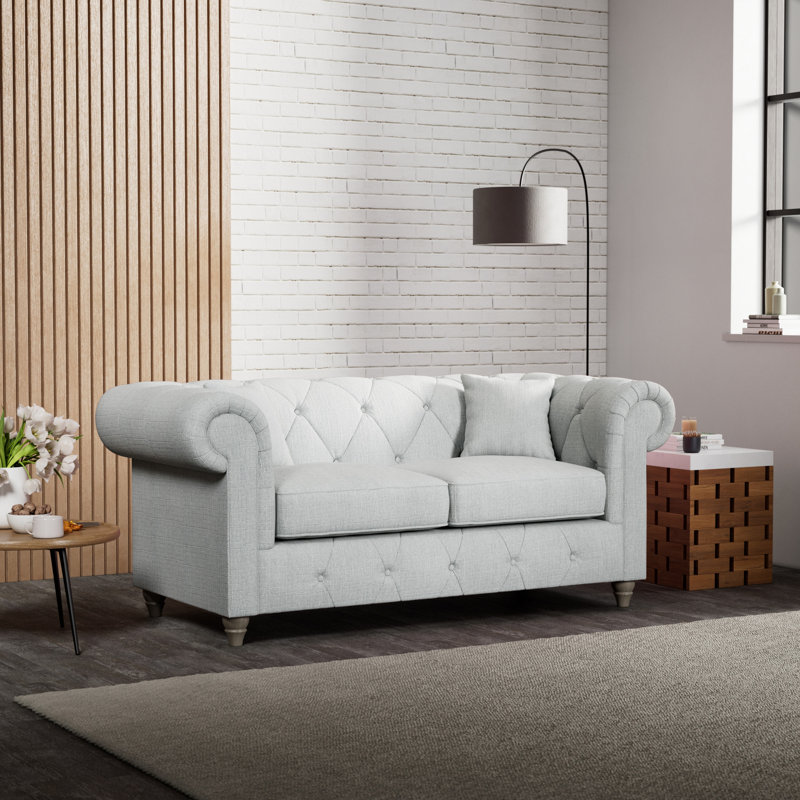 Ellrich 2 Seater Sofa, Light Blue, Washed Oak
