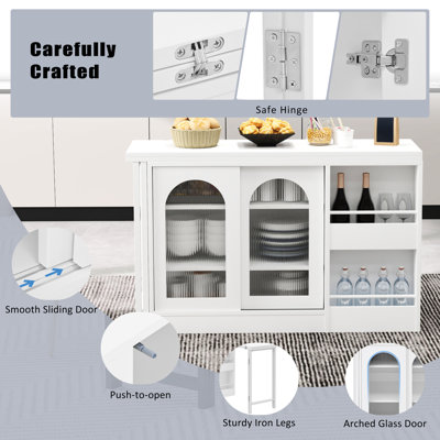 Buffet rotatif à 360 ° avec armoire de rangement en verre Horizon