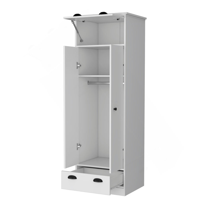 Armoire Linch avec tiroir à charnières, armoire à double porte et 1 tiroir